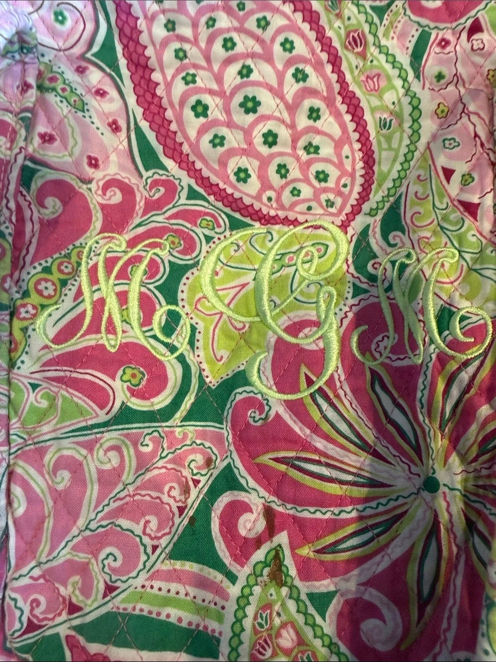 Vera Bradley Pink Paisley Quilted Tote Bag - Floral Pattern MGM - Picture 6 of 8